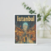 イスタンブールターキーアートヴィンテージトラベルイラストレーション ポストカード (スタンド正面)