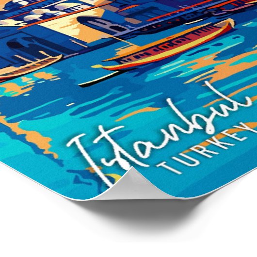 イスタンブールターキーアートヴィンテージ旅行イラストレーション ポスター (角)