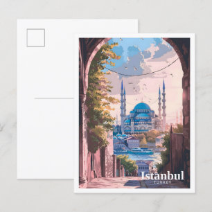 イスタンブールターキーアート絵を描ヴィンテージの旅行 ポストカード