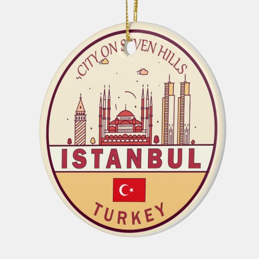 イスタンブールターキーシティスカイラインエンブレム セラミックオーナメント (左)