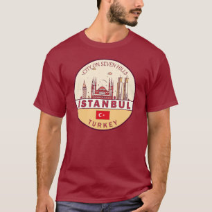 イスタンブールターキーシティスカイラインエンブレム Tシャツ