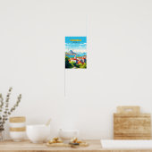 イスタンブールターキートラベルアートヴィンテージイラストレーション ポスター (キッチン)