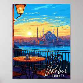 イスタンブールトルコのヴィンテージ旅行イラストレーション ポスター
