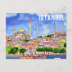 イスタンブールトルコモスク水の色絵画の設定 ポストカード