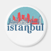 イスタンブールトルコレトロシティスカイラインシティスケープアート マグネット (正面)
