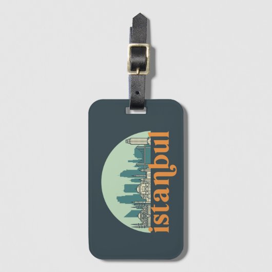 イスタンブールトルコヴィンテージシティスカイラインシティスケープアート ラゲッジタグ (正面縦)