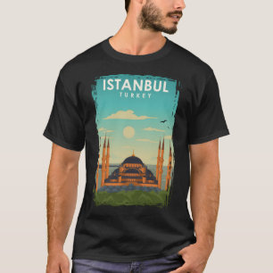 イスタンブールトルコヴィンテージレトロブルーモスクトラベルP Tシャツ