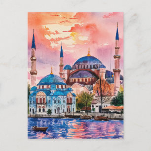 イスタンブールトルコ水絵を描色の ポストカード
