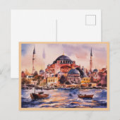 イスタンブールトルコ水絵を描色の ポストカード (正面/裏面)