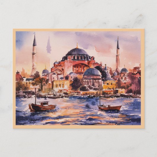 イスタンブールトルコ水絵を描色の ポストカード (正面)