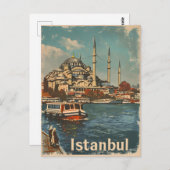 イスタンブールブルーモスクヴィンテージ ポストカード (正面/裏面)