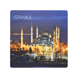 イスタンブールブルーモスク夜景プレミアムトラベル メタルプリント