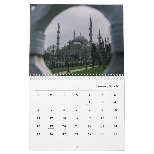 イスタンブールブルーモスク夜景旅行トルコ カレンダー (1月 2026)