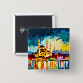 イスタンブールモスク土産ボタン 缶バッジ (正面&裏面)