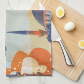 イスタンブールヴィンテージ旅行ポスター キッチンタオル (四つ折り)