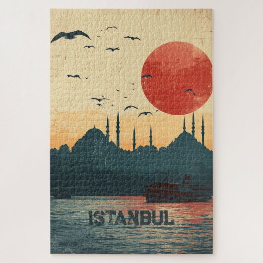 イスタンブール夕焼け景観 トルコ 旅行 ジグソーパズル (縦)