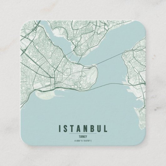 イスタンブール市地図とカスタムテキスト スクエア名刺 (正面)