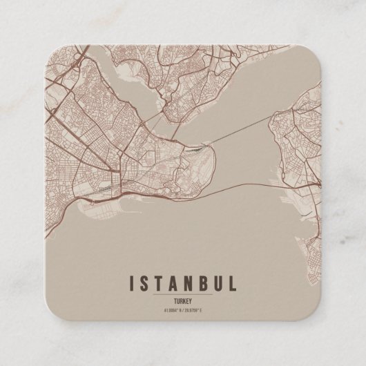 イスタンブール市地図とカスタムテキスト スクエア名刺 (正面)