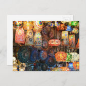 イスタンブール市場で販売されるトルコのガラスランプ ポストカード (正面/裏面)