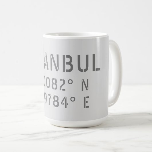 イスタンブール緯度と経度の座標 コーヒーマグカップ (正面右)