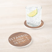 イスタンブール緯度&経度ダークウッド コースター (側面)