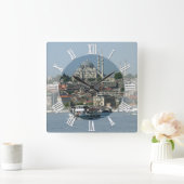 イスタンブール、スルタン・アフメド、ボート、トルコ スクエア壁時計 (ホーム)