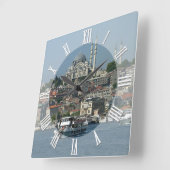 イスタンブール、スルタン・アフメド、ボート、トルコ スクエア壁時計 (傾斜)