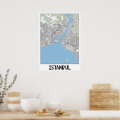 イスタンブール、トルコの地図 ポスター (キッチン)