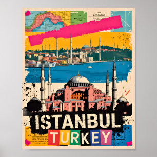 イスタンブール トルコ アヤソフィア レトロ ポップアート 旅行 ポスター
