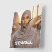 イスタンブール - トルコ スクエア壁時計 (傾斜)