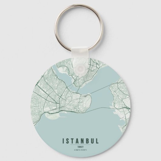 イスタンブール トルコ 都市地図とカスタムテキスト キーホルダー (正面)