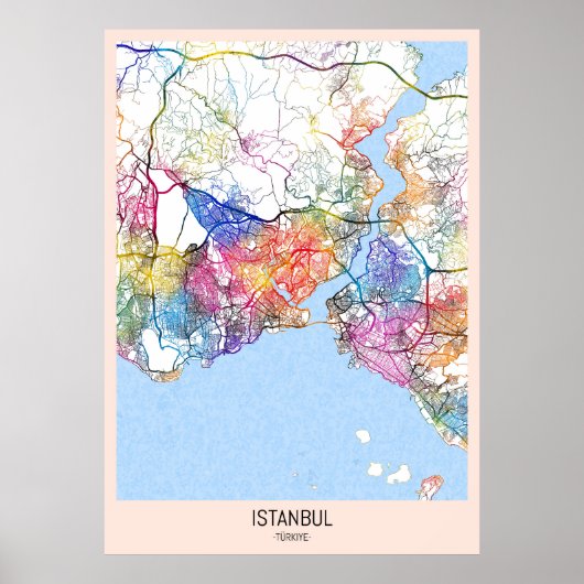 イスタンブール トルコ 都市地図 ポスター (正面)