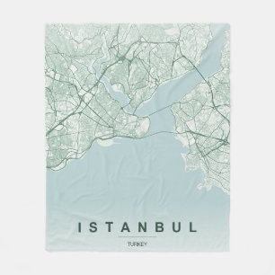 イスタンブール トルコ 都市地図 ミニマルデザイン フリースブランケット