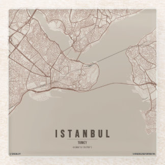 イスタンブール トルコ 都市地図 ミニマル デザイン ガラスコースター