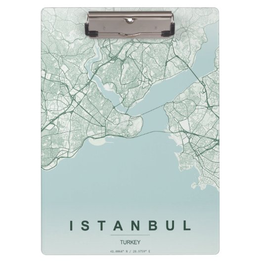 イスタンブール トルコ 都市地図 ミニマル デザイン クリップボード (正面)