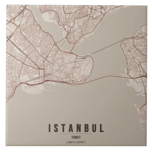 イスタンブール トルコ 都市地図 ミニマル デザイン タイル (正面)