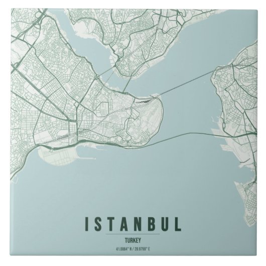 イスタンブール トルコ 都市地図 ミニマル デザイン タイル (正面)