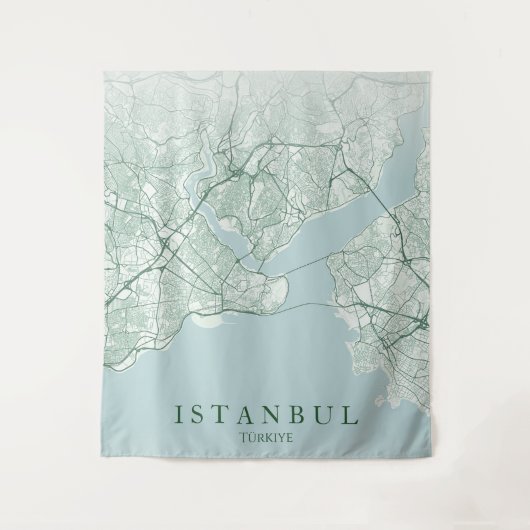 イスタンブール トルコ 都市地図 ミニマル デザイン タペストリー (正面)
