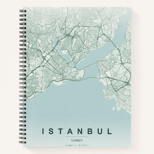イスタンブール トルコ 都市地図 ミニマル デザイン ノート (正面)