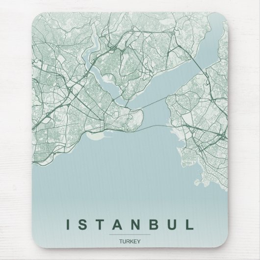 イスタンブール トルコ 都市地図 ミニマル デザイン マウスパッド (正面)