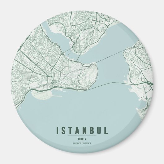 イスタンブール トルコ 都市地図 ミニマル デザイン マグネット (正面)