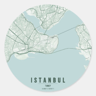 イスタンブール トルコ 都市地図 ミニマル デザイン ラウンドシール