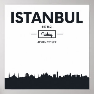 イスタンブール、トルコ 都市座標 ポスター