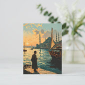 イスタンブール:ブルーモスク&ボスポラスヴィンテージポストカード ポストカード (スタンド正面)