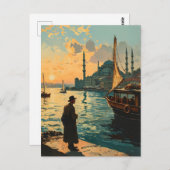 イスタンブール:ブルーモスク&ボスポラスヴィンテージポストカード ポストカード (正面/裏面)