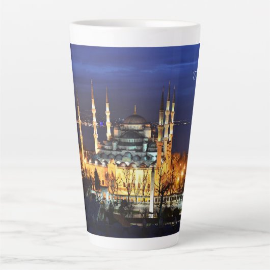 イスタンブール ブルーモスク 夜景 トルコ カフェラテマグ (正面)