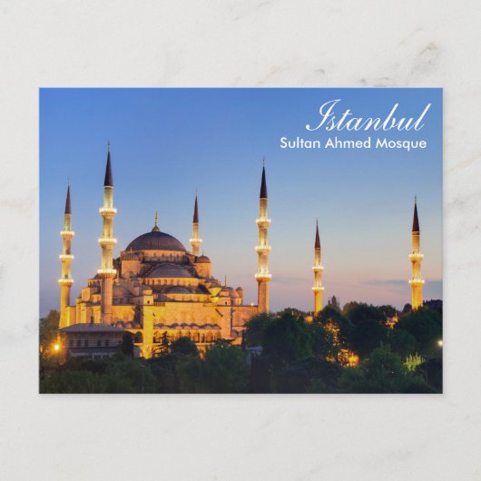 イスタンブール – Sultan Ahmed Mosqueの夜のポストカード ポストカード (正面)
