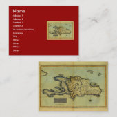 イスパニョーラ島及びハイチのクラシック1823の好古家の地図 名刺 (正面/裏面)