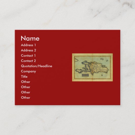 イスパニョーラ島及びハイチのクラシック1823の好古家の地図 名刺 (正面)