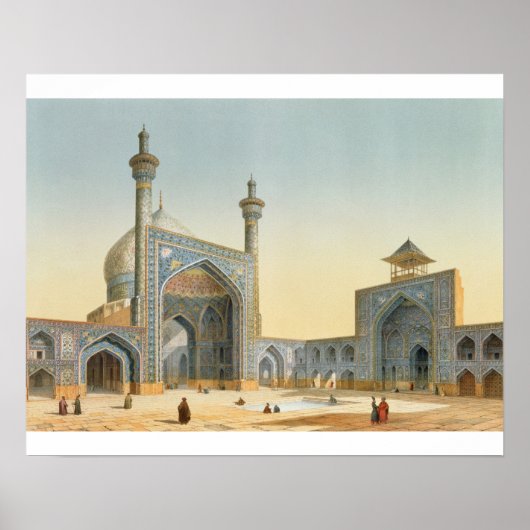 イスファのメスジド・イ・シャーの中庭の眺め ポスター (正面)